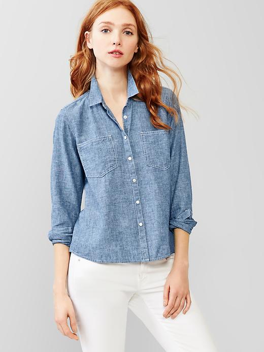 1 of 8 showing, with the color rinse linen of product 1969 linen denim shirt
