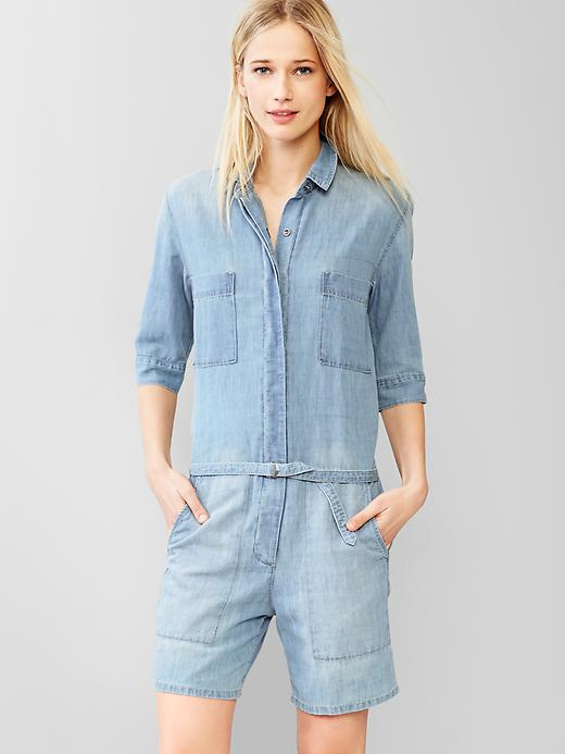 Image number 1 showing, 1969 linen denim romper