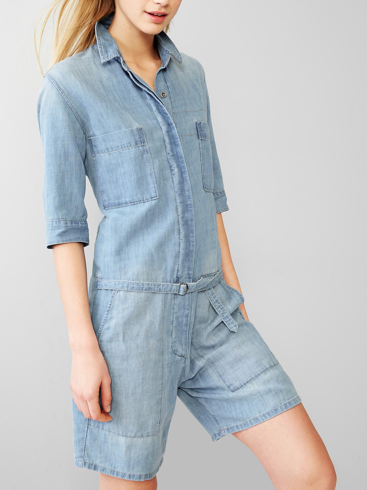 Женские комбинезоны Gap 1969 linen denim romper — фото 3