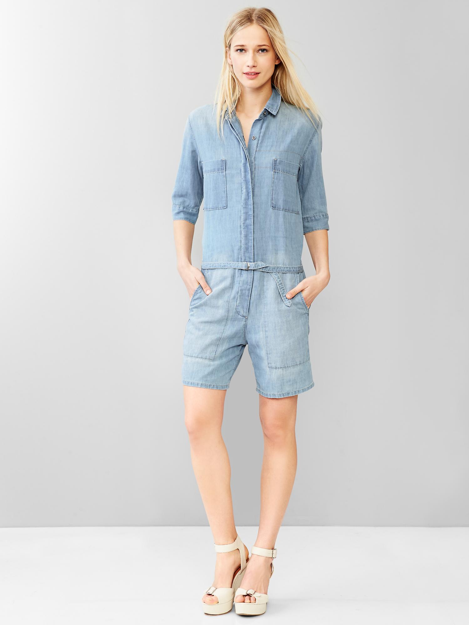 Женские комбинезоны Gap 1969 linen denim romper — фото 4
