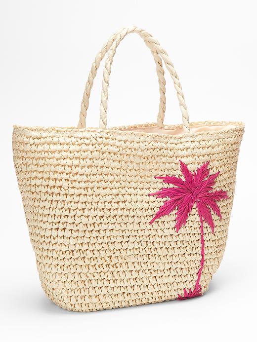 1 of 8 showing, with the color natural of product Palm tree straw tote