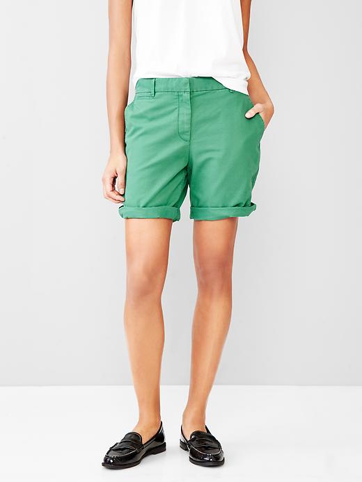 View large product image 1 of 1. Boyfriend roll-up khaki shorts