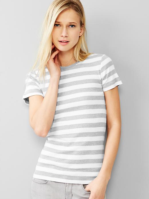 1 of 8 showing, with the color gray stripe of product Modern stripe crew tee