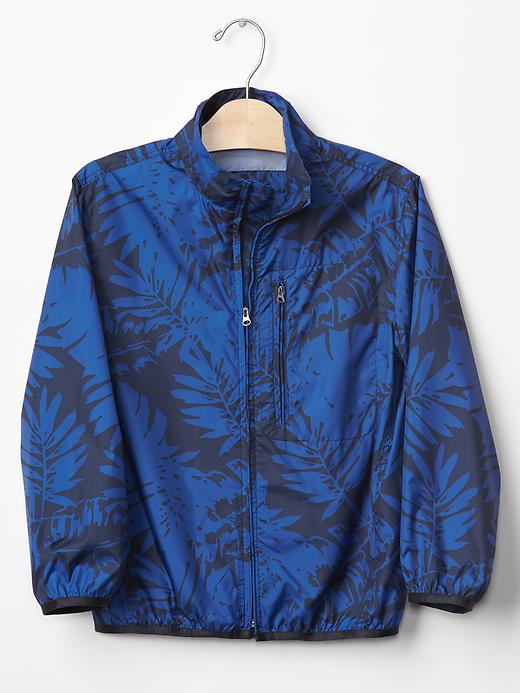1 of 8 showing, with the color blue palm print of product Packable printed ripstop windbuster