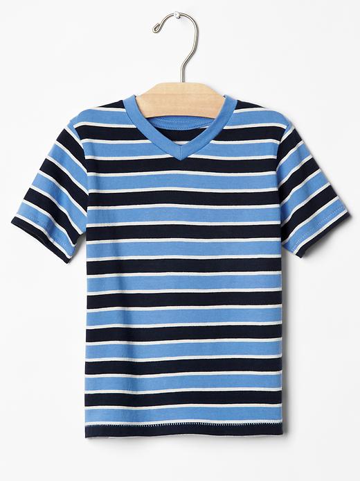 1 of 8 showing, with the color union blue of product Stripe V-neck tee