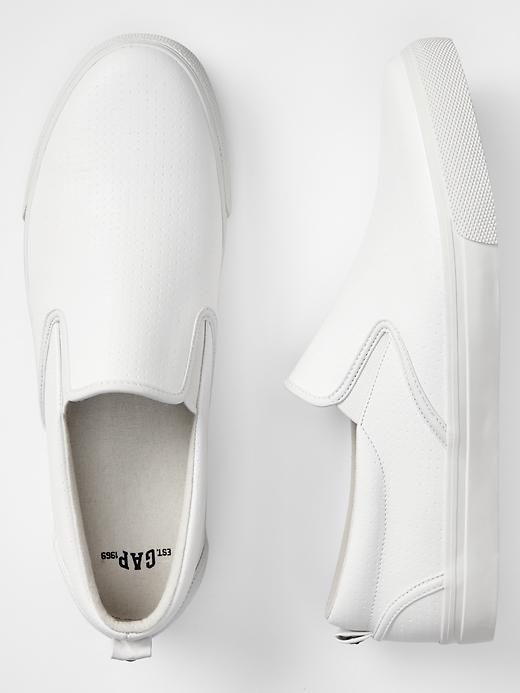 2 of 8 showing, with the color optic white of product Perforated leather slip-on sneakers