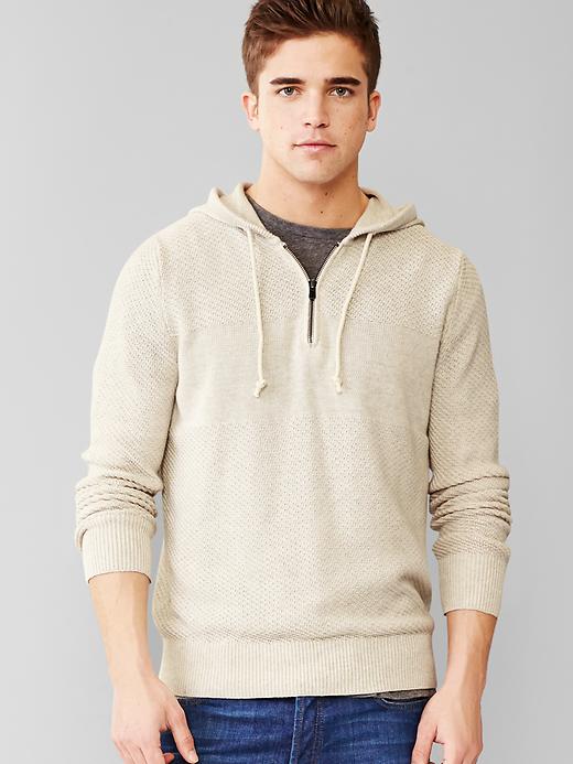 1 of 8 showing, with the color cream heather of product Linen-cotton sweater hoodie