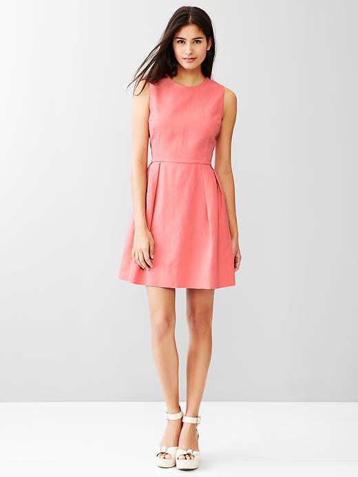 1 of 8 showing, with the color pink heart of product Linen fit & flare dress