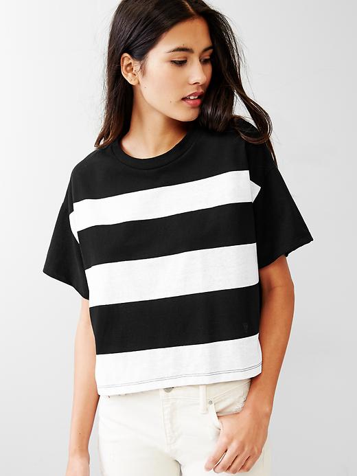 1 of 8 showing, with the color black stripe of product Stripe crop tee