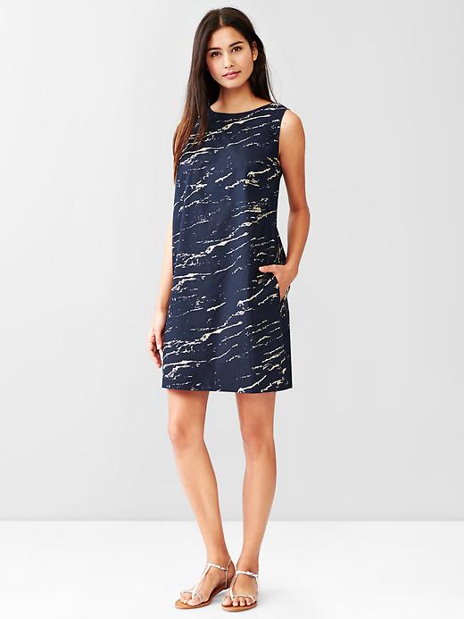 1 of 8 showing, with the color light blue/navy of product Printed twist-back dress