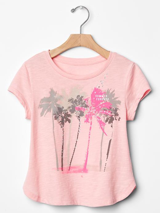 1 of 8 showing, with the color icy pink of product Embellished beach graphic tee