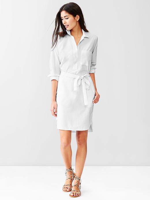 1 of 8 showing, with the color optic white of product Belted popover shirtdress