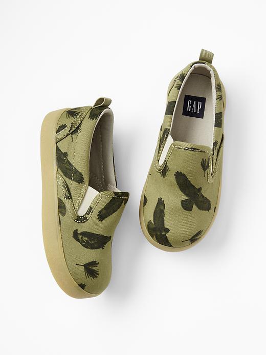 1 of 8 showing, with the color olive moss of product Printed slip-on sneakers