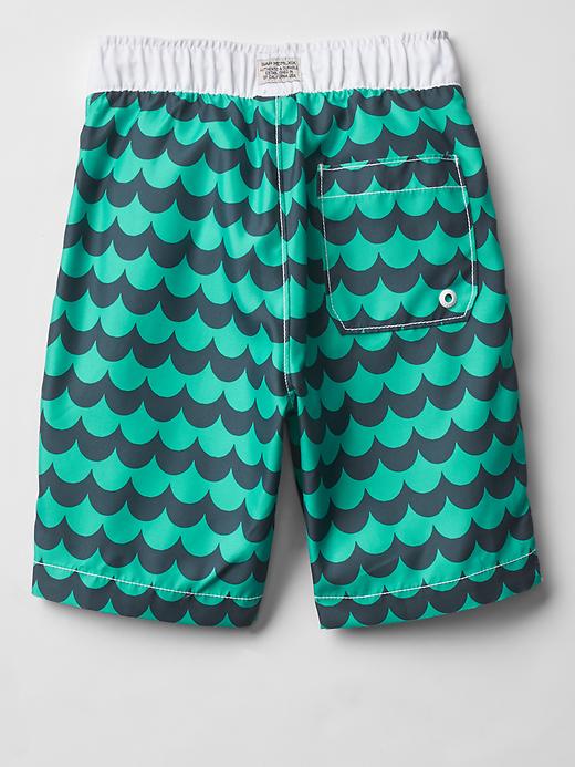 2 of 8 showing, with the color aqua wave of product Geo wave swim trunks