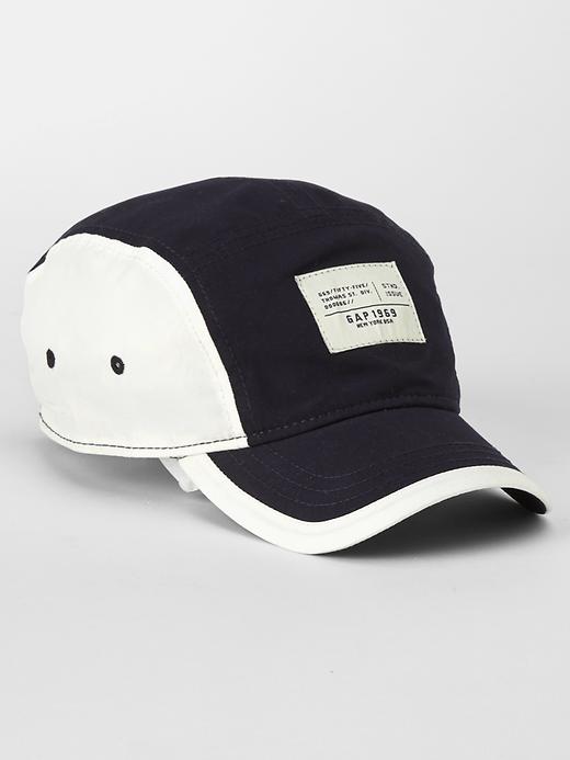 1 of 8 showing, with the color true indigo of product Colorblock racer five-panel hat