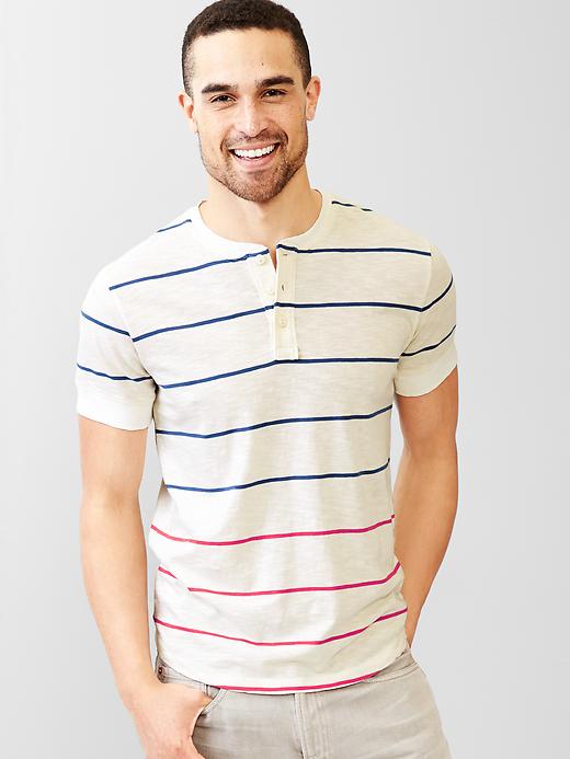 1 of 8 showing, with the color white stripe of product Lived-in multi stripe henley