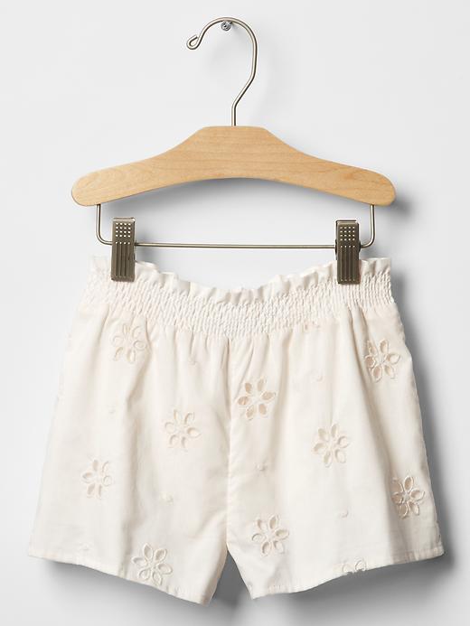 1 of 8 showing, with the color new off white of product Floral eyelet culotte shorts
