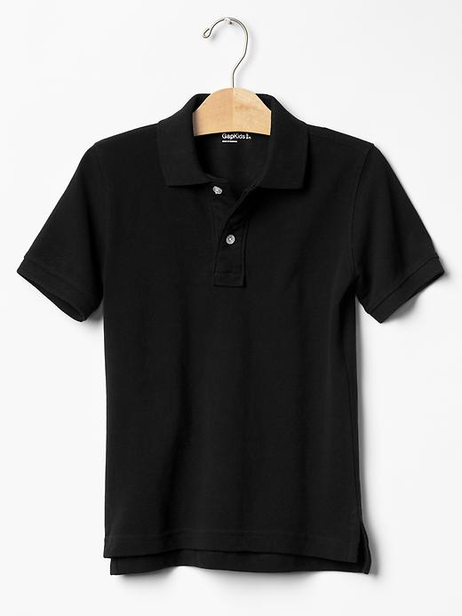 1 of 8 showing, with the color true black of product Solid pique polo