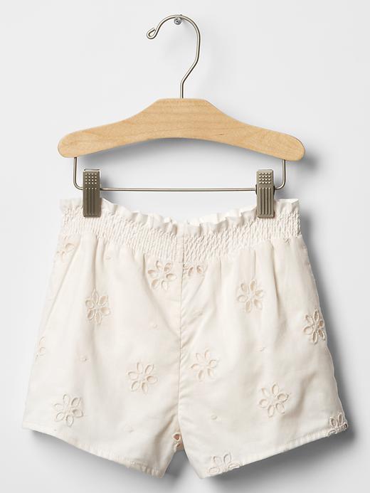 2 of 8 showing, with the color new off white of product Floral eyelet culotte shorts