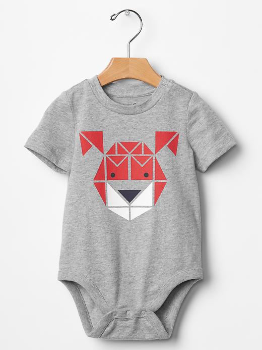 1 of 8 showing, with the color grey heather of product Fun shapes bodysuit