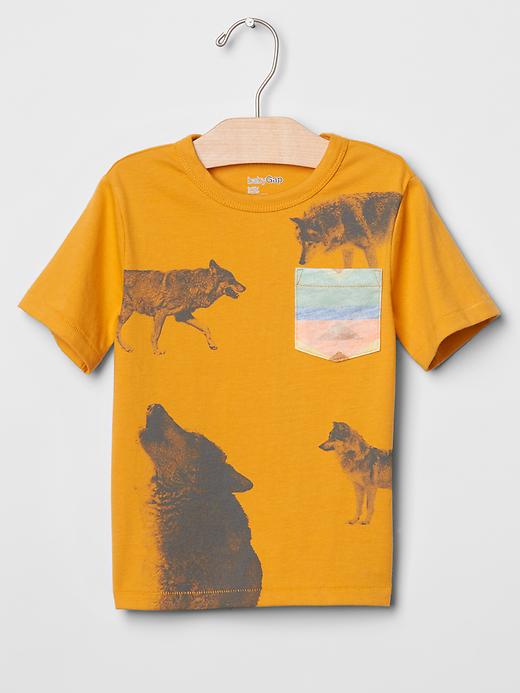 1 of 8 showing, with the color butterscotch of product Graphic pocket tee