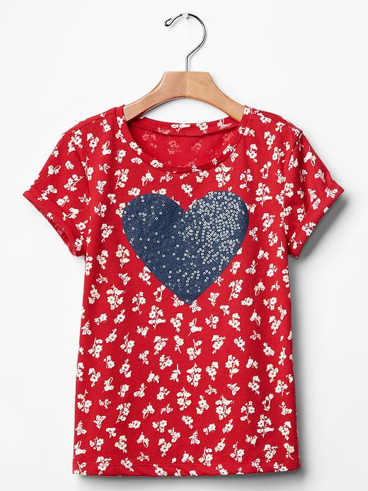 1 of 8 showing, with the color red floral print of product Embellished americana graphic tee