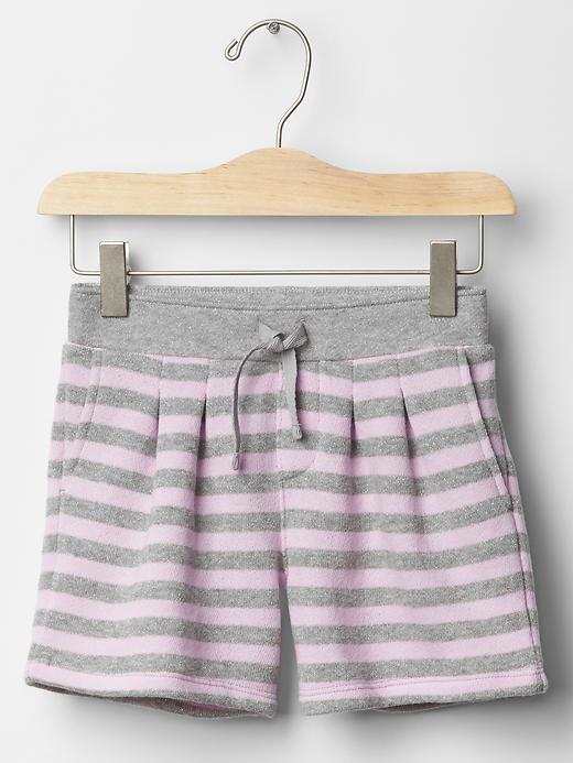 1 of 8 showing, with the color gauzy lilac of product Lurex stripe terry shorts