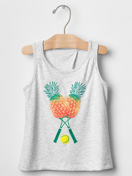 1 of 8 showing, with the color light heather gray of product Embroidered graphic tulip-back tank