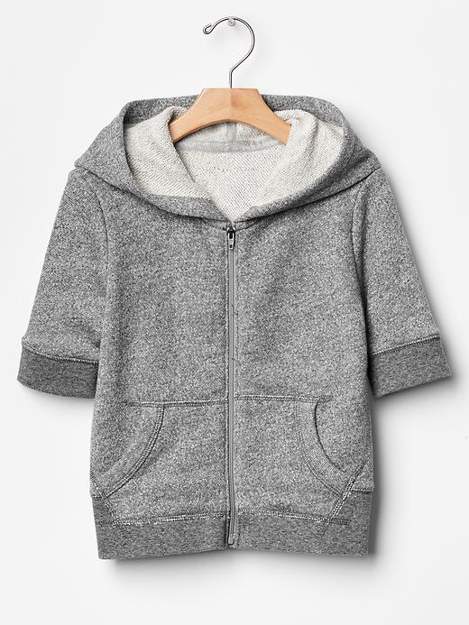 1 of 8 showing, with the color charcoal gray of product Marled short-sleeve hoodie