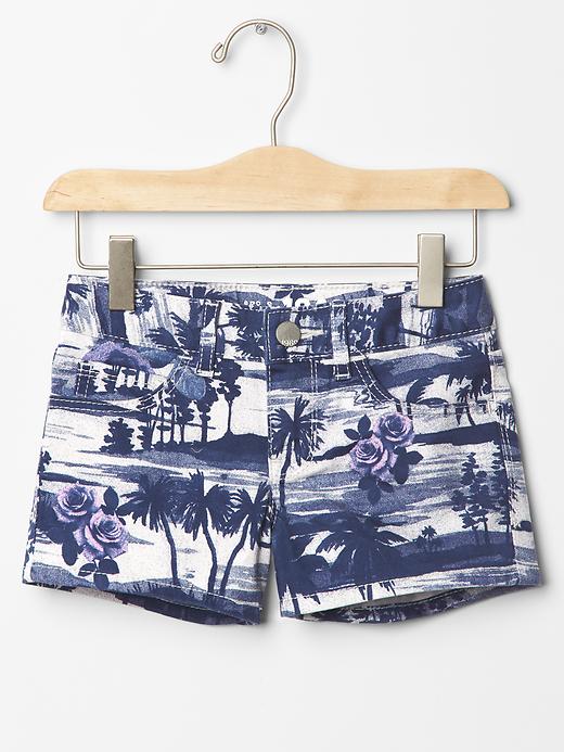 1 of 8 showing, with the color deep cobalt of product 1969 palm tree denim shorties