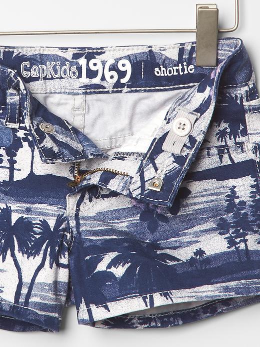 2 of 8 showing, with the color deep cobalt of product 1969 palm tree denim shorties