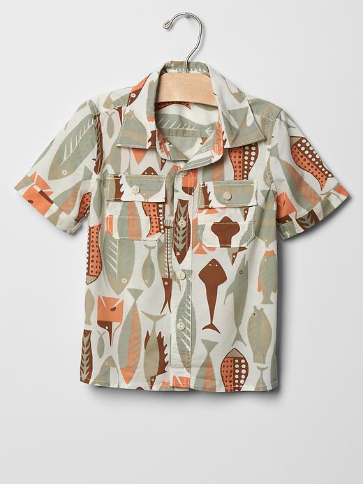 1 of 8 showing, with the color orange neon coral of product Fish shirt