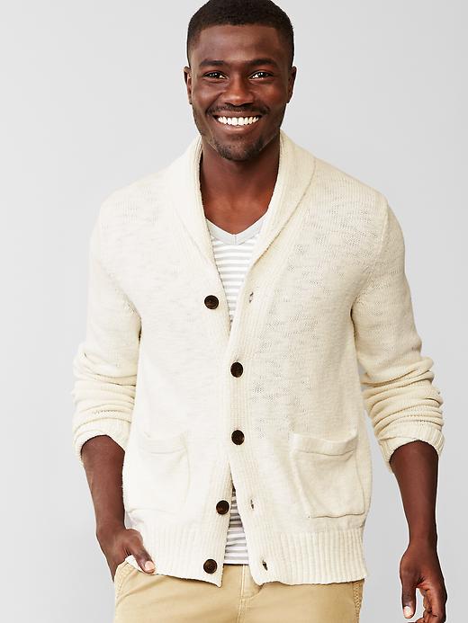 Image number 1 showing, Cotton slub shawl cardigan