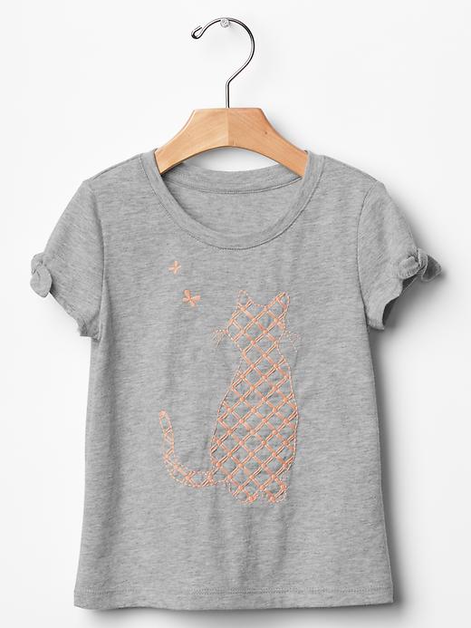 1 of 8 showing, with the color heather grey of product Embroidered graphic knot tee