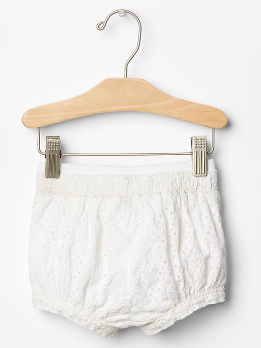 2 of 8 showing, with the color white of product Eyelet bubble shorts