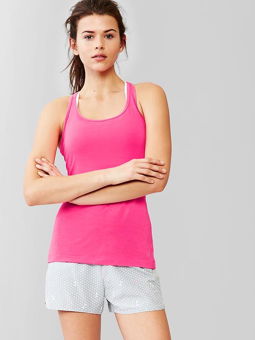 1 of 8 showing, with the color neon double pink of product GapFit Breathe Racerback Tank