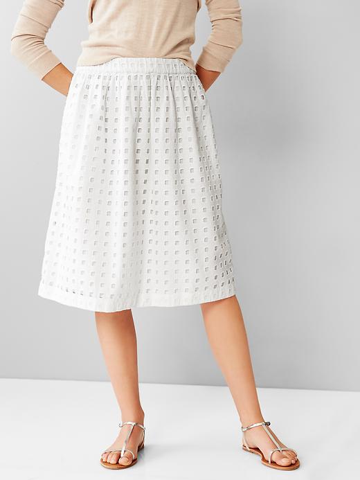 View large product image 1 of 2. Eyelet midi skirt