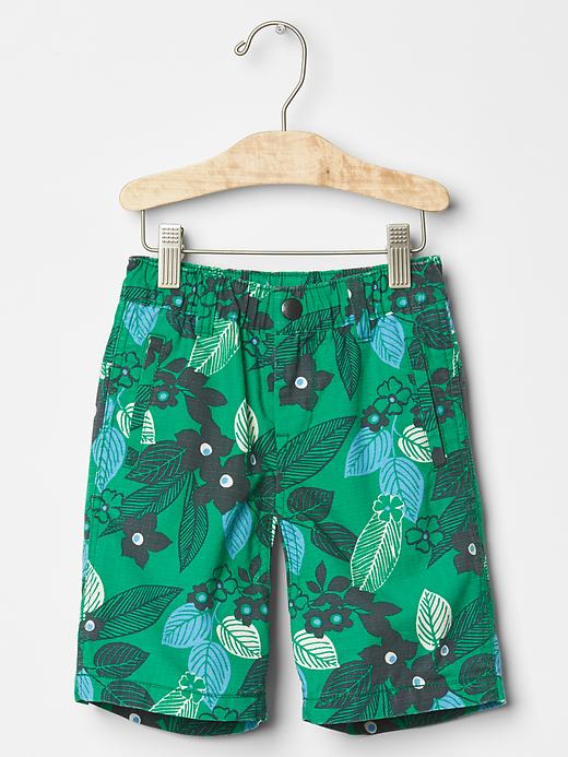 1 of 8 showing, with the color deluxe green of product Pull-on floral ripstop shorts