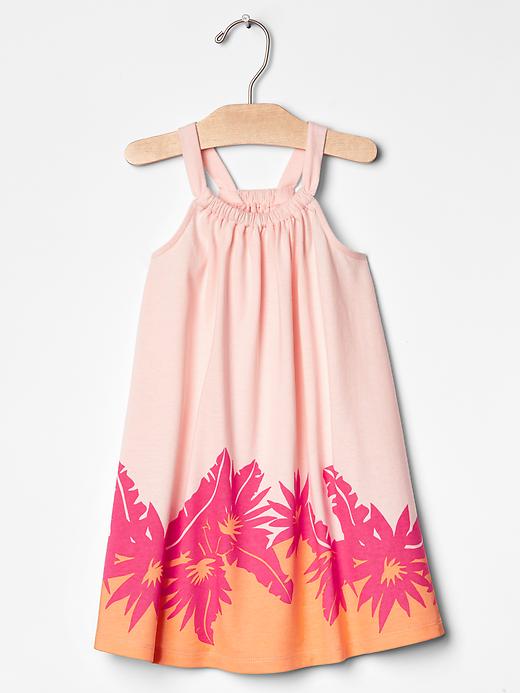 1 of 8 showing, with the color snow cap of product Tropical colorblock trapeze dress