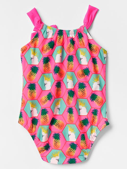 2 of 8 showing, with the color neon double pink of product Printed bow swim one-piece