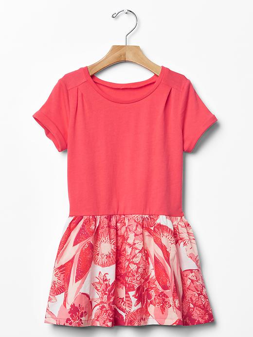 1 of 8 showing, with the color rose bush of product Photo-real fruit mix-fabric dress