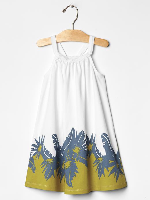 1 of 8 showing, with the color mint of product Tropical colorblock trapeze dress
