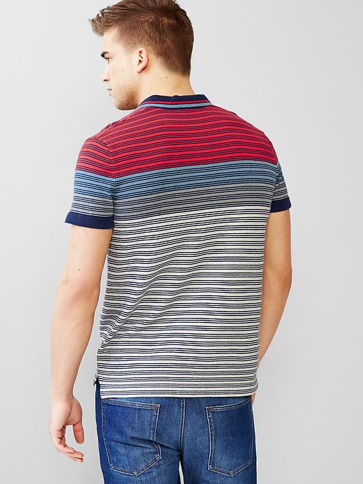2 of 8 showing, with the color red stripe of product Colorblock multi-stripe polo sweater