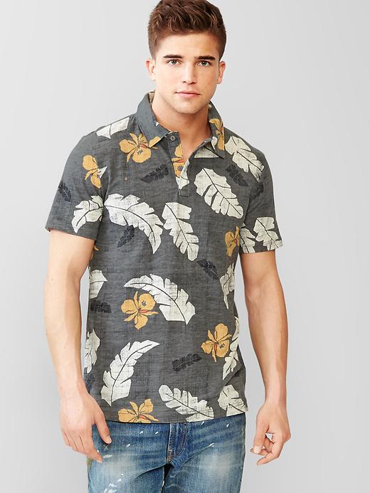 1 of 8 showing, with the color palm print of product Lived-in soft floral polo