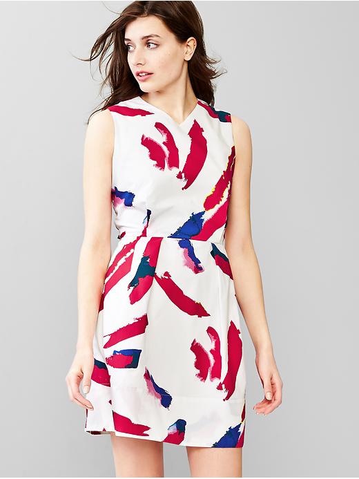 Image number 1 showing, Printed V-neck fit & flare dress