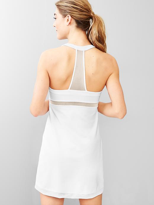 2 of 8 showing, with the color white of product GapFit pique and mesh tennis dress