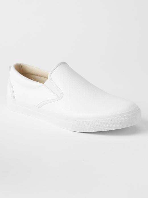 1 of 8 showing, with the color optic white of product Perforated leather slip-on sneakers