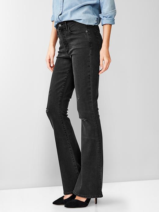 Image number 3 showing, 1969 resolution destructed black skinny flare jeans