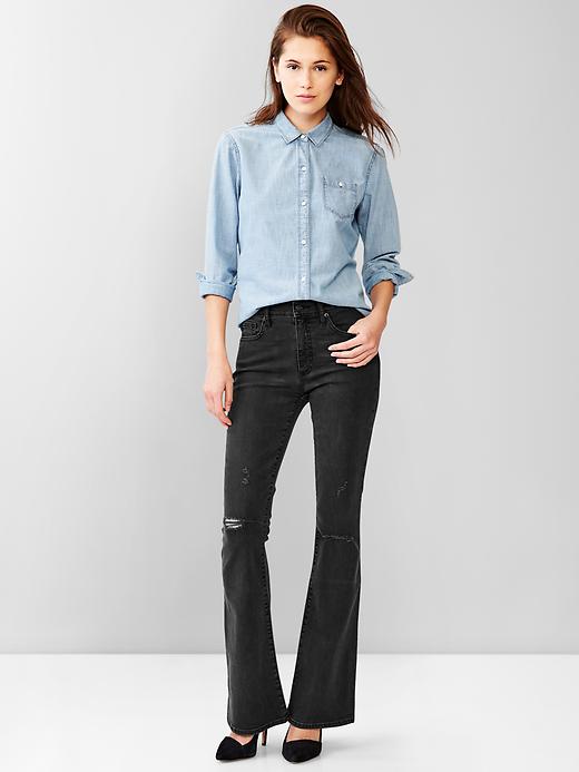 Image number 5 showing, 1969 resolution destructed black skinny flare jeans