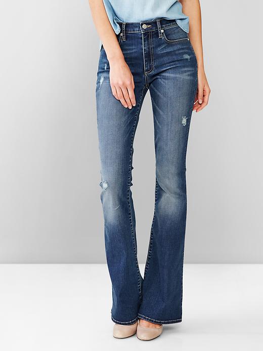 1 of 8 showing, with the color blue of product 1969 resolution vintage destructed skinny flare jeans